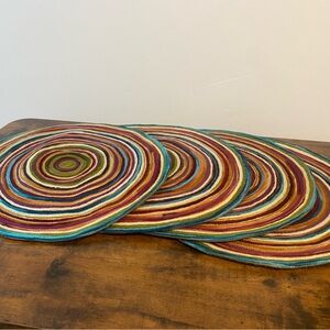 Crate&Barrel Gold and Blue Round Placemat